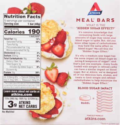 Atkins Strawberry Shortcake Meal Replacement Bar - 8.47 Oz - Image 6