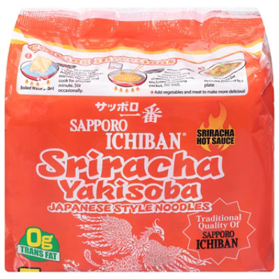 Sapporo Ichiban Sriracha Yakisoba Japanese Style Noodles 5 Count - 18 Oz - Image 3