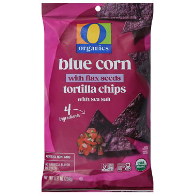 O Organics Blue Corn with flax Tortilla Chips - 8.25 Oz