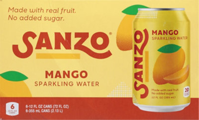 Sanzo Sparkling Water Mango 6 Count - 72 Fl. Oz. - Image 5