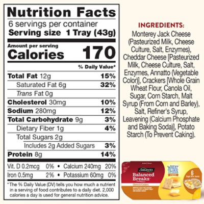 Sargento Balanced Breaks Cheese & Crackers Monterey Jack & Mild Cheddar & WHEAT THINS - 6-1.5 Oz - Image 4