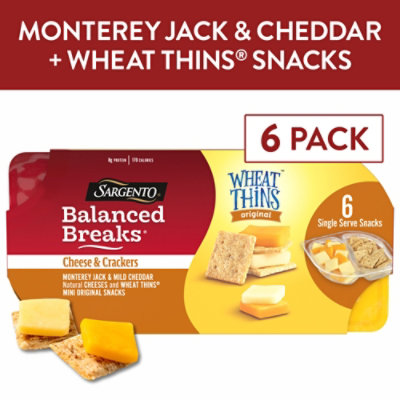 Sargento Balanced Breaks Monterey Jack And Mild Cheddar Cheeses With Wheat Thins Mini Original 6pack - 9 Oz