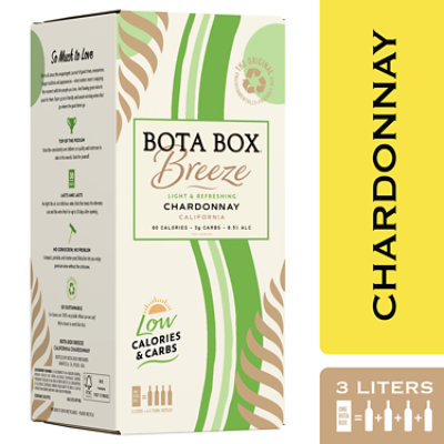 Bota Box Breeze Chardonnay White Wine 3L (4 750ml Bottles) - Image 1