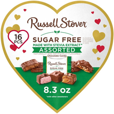 RUSSELL STOVER Valentine's Sugar Free Heart Chocolate Candy Gift Box - 8.3 Oz - Image 1