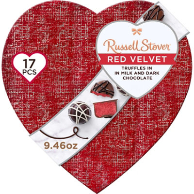 RUSSELL STOVER Valentine's Red Velvet Truffle Milk & Dark Chocolate Heart Gift Box - 9.46 Oz - Image 1