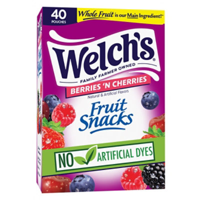 Welch's Berries 'N Cherries Fruit Snacks Pouches - 40-0.8 Oz