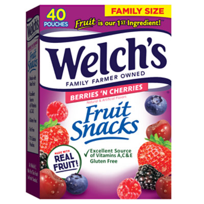 Welch's Berries 'N Cherries Fruit Snacks Pouches - 40-0.8 Oz - Image 1