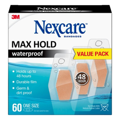 Nexcare Max Hold Waterproof Bandages One Size - 60 Count - Image 2