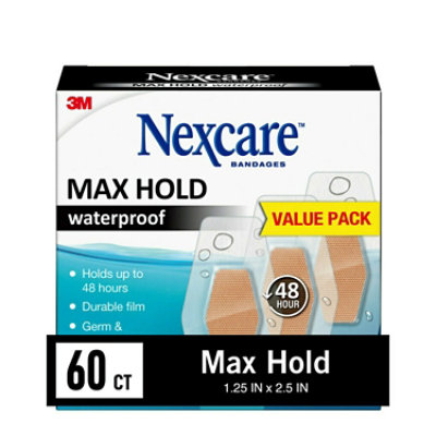 Nexcare Max Hold Waterproof Bandages One Size - 60 Count - Image 1