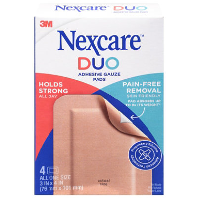 Nexcare Duo Adhesive Gauze Pads 3inx4in - 4 Count - Image 3