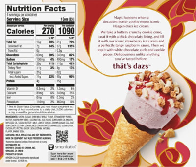 Häagen-Dazs Strawberry Butter Cookie Ice Cream Cones 4 - 3.72 Fl. Oz. - Image 6