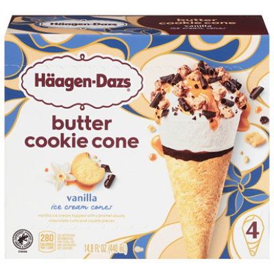 Häagen-Dazs Vanilla Butter Cookie Ice Cream Cones 4-3.72 Fl. Oz.