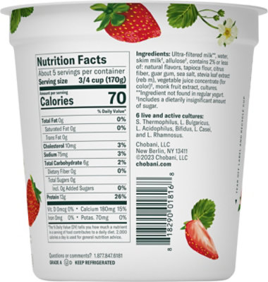 Chobani With Zero Sugar Strawb Yogurt - 32 Oz - Image 6