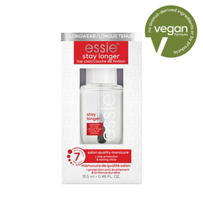 essie nail care salon-quality longwear top coat vegan Stay Longer - 0.46 Fl. Oz. - Image 3