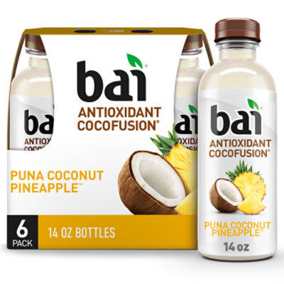 Bai Cocofusions Puna Coconut Pineapple Antioxidant Infused Beverage Bottles Pack - 6-14 Fl. Oz. - Image 1