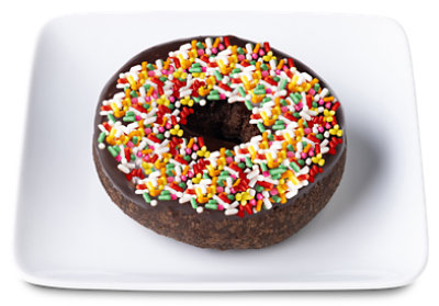 Chocolate Cake Iced Donut With Sprinkles - Each (available between 6 AM to 2 PM) - Image 1