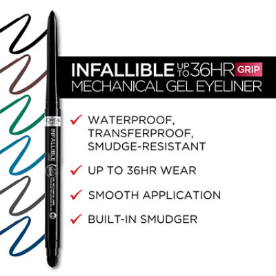 L'Oreal Paris Infallible Grip Mechanical Gel Makeup Eyeliner Intense Black - 0.11 Oz - Image 2