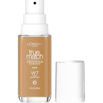 L'Oreal Paris True Match Super-Blendable Foundation medium coverage W7 Medium Deep - 1 Fl. Oz. - Image 1