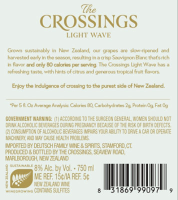 The Crossings Light Wave Sauvignon Blanc Wine - 750 ML - Image 4