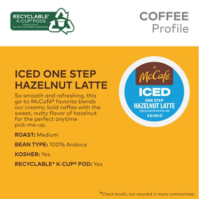 McCafe Iced One Step Hazelnut Latte Keurig Single Serve K Cup Pods - 10 Count - Image 5
