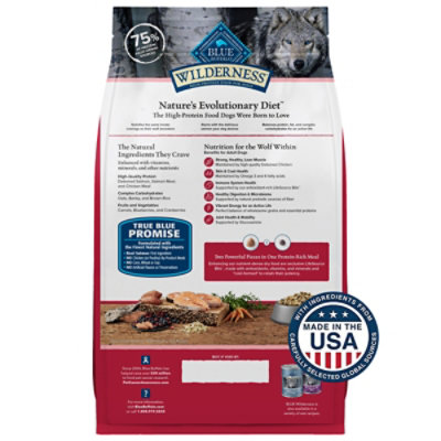 Blue Buffalo Wilderness Natural High Protein Dry Food for Adult Dogs Salmon Recipe Bag - 4.5 Lb - Image 2