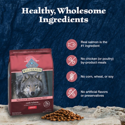 Blue Buffalo Wilderness Natural High Protein Dry Food for Adult Dogs Salmon Recipe Bag - 4.5 Lb - Image 5