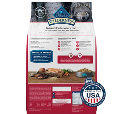 Blue Buffalo Wilderness Natural High Protein Dry Food for Adult Dogs Salmon Recipe Bag - 13 Lb - Image 2