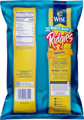 Wise Ridgies Original Ridgied Potato Chips Party Size 12.5oz - 12.5 OZ - Image 6