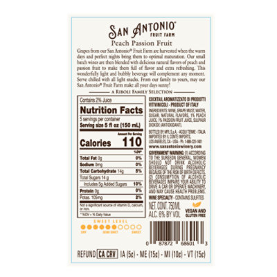 San Antonio Fruit Farm Peach Passion Fruit Semi-Sweet White Wine - 750 Ml - Image 4