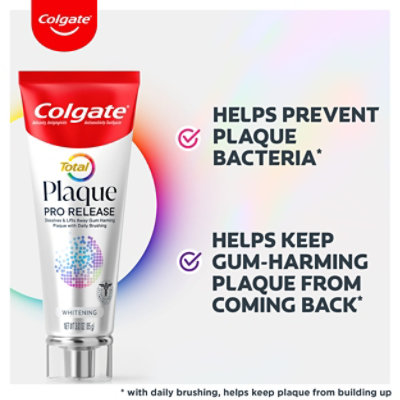 Colgate Total Plaque Pro-release Toothpaste Whitening Mint - 3 OZ - Image 4