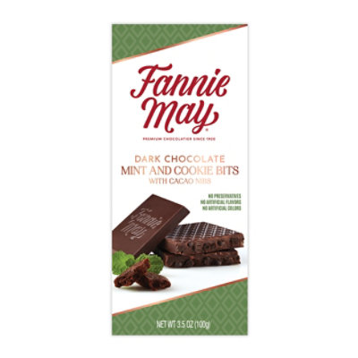 Fannie May Premium Dark Chocolate Mint and Cookie Bits with Cocoa Nibs Tablet - 3.5Oz - Image 1