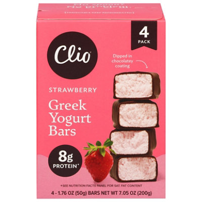 Clio Dark Chocolate Covered Greek Strawberry Yogurt Bar - 4 - 1.76 Oz