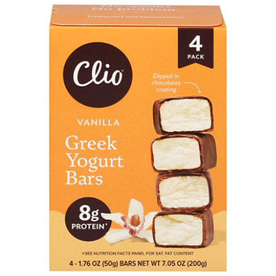 Clio Dark Chocolate Covered Greek Vanilla Yogurt Bar - 4 - 1.76 Oz