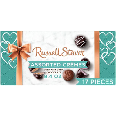 RUSSELL STOVER Valentine's Assorted Crèmes in Milk & Dark Chocolate Gift Box - 9.4 Oz - Image 1