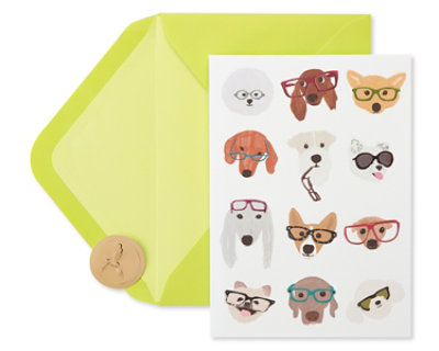 Papyrus Dogs with Glasses Thinking of You Card - Each - Image 1