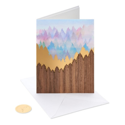 Papyrus Watercolor and Wood Scenic Forest Thinking of You Card - Each - Image 2