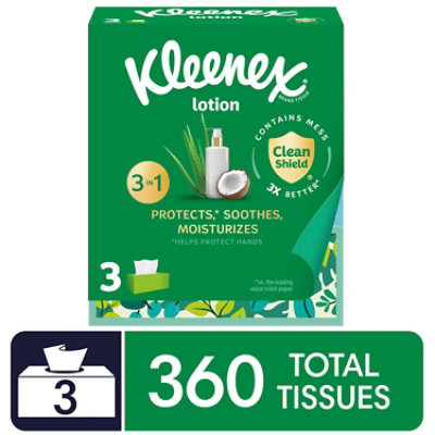 Kleenex Lotion Facial Tissue Flat 3 Pk 120 Fsc Mix - 360 CT