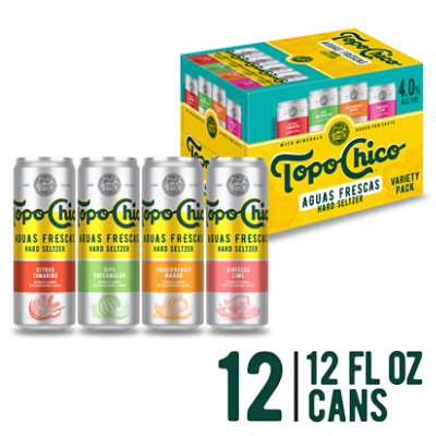 Topo Chico Hard Seltzer Aguas Frescas Variety Pack Hard Seltzer Beer 4% ABV Cans - 12-12 Fl. Oz. - Image 1