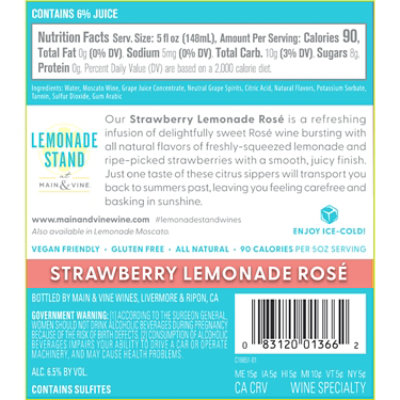 Main & Vine Lemonade Stand Strawberry Lemonade Rose - 1.5 Liter - Image 2