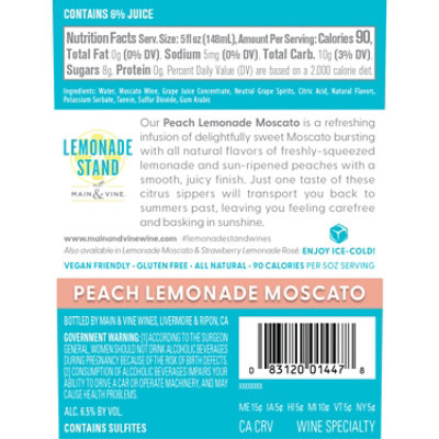 Lemonade Stand Peach Lemonade Moscato - 750 Ml - Image 2