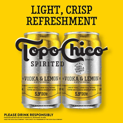 Topo Chico Spirited Vodka & Lemon Hard Seltzer 5.9% ABV Cans - 4-12 Fl. Oz. - Image 2