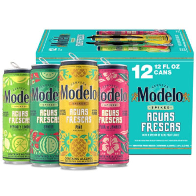 Modelo Spiked Aguas Frescas Variety Pack Flavored Malt Beverage 4.5% ABV Can - 12-12 Fl. Oz. - Image 1