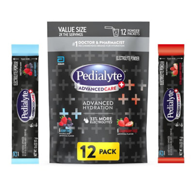 Pedialyte AdvancedCare Berry Strawberry Electrolyte Drink Sachet - 12-7.2 Oz - Image 1