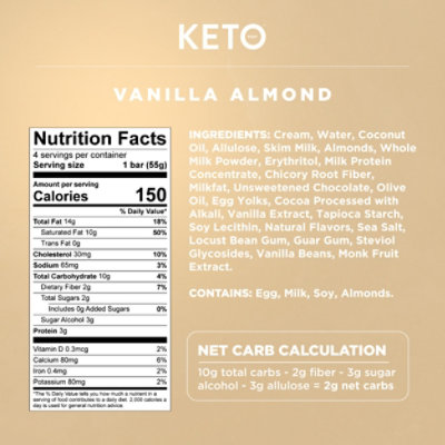 Keto Pint Vanilla Almond Ice Cream Bars Zero Sugar Added - 4-11 Fl. Oz. - Image 5