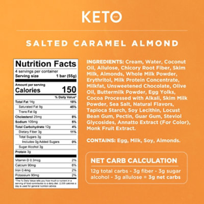 Keto Pint Salted Caramel Almond Ice Cream Bars Zero Sugar Added - 4-11 Fl. Oz. - Image 4