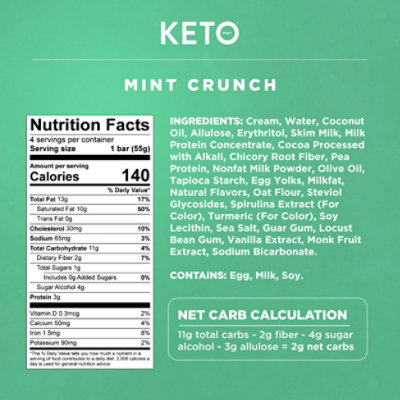 Keto Pint Zero Sugar Added Mint Chocolate Crunch Bar 4 Count - 11 Fl. Oz. - Image 6