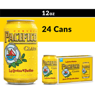 Pacifico Clara Lager Mexican Beer 4.4% ABV Can - 24-12 Fl. Oz. - Image 1