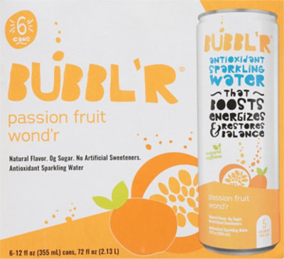 Bubbl'r Passion Fruit Wonder Sparkling Water Multipack - 6-12 Fl. Oz. - Image 6