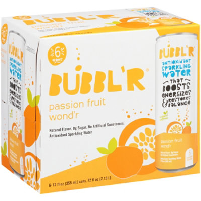 Bubbl'r Passion Fruit Wonder Sparkling Water Multipack - 6-12 Fl. Oz. - Image 2