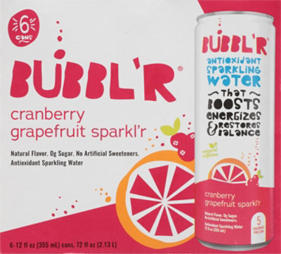 Bubbl'r Cranberry Grapefruit Sparkling Water Multipack - 6-12 Fl. Oz. - Image 6